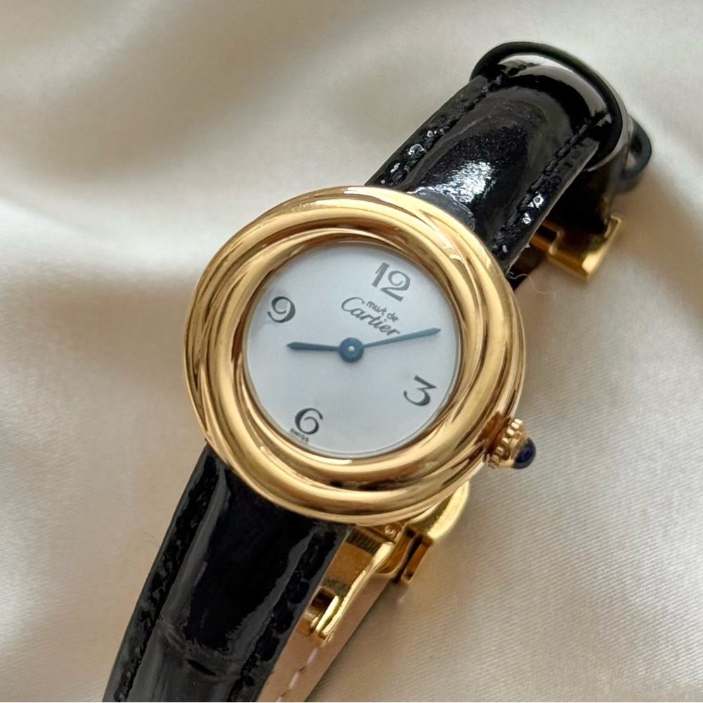 AUTHENTIC RARE VINTAGE CARTIER TRINITY WATCH - WITH BOX & EXTRA LEATHER STRAPS - Picture 4 of 15